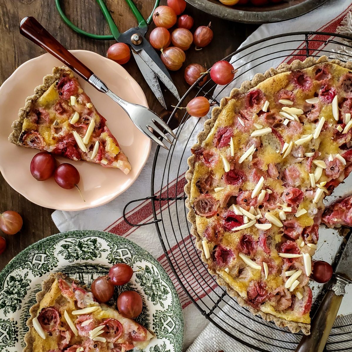 Gooseberry Brown Butter Tart with Almonds