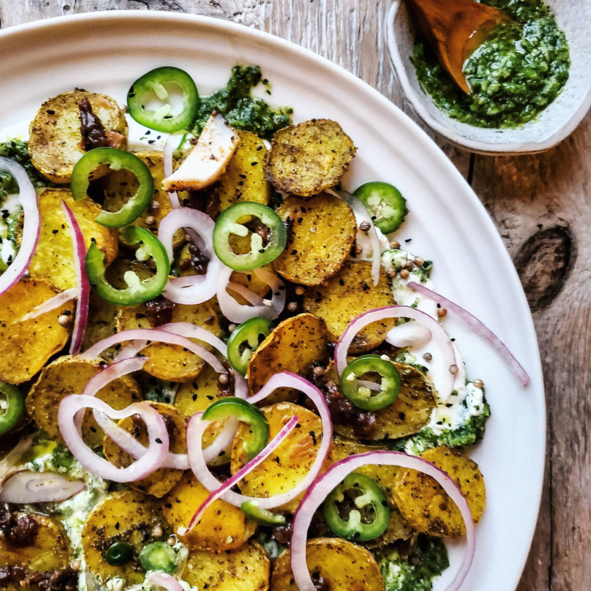 Chaat Masala Potatoes with Yogurt and Tamarind