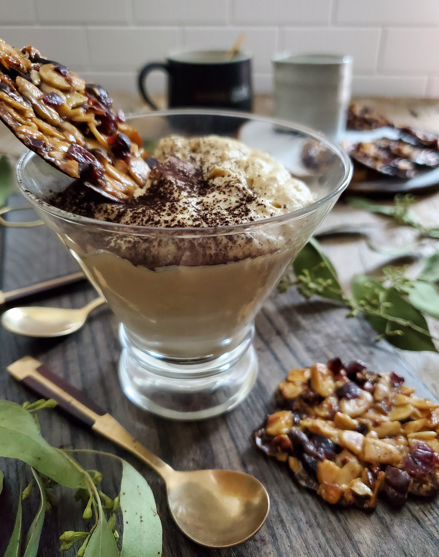Coffee Mousse with Almond Cranberry and Cocoa Nib Florentines | The ...