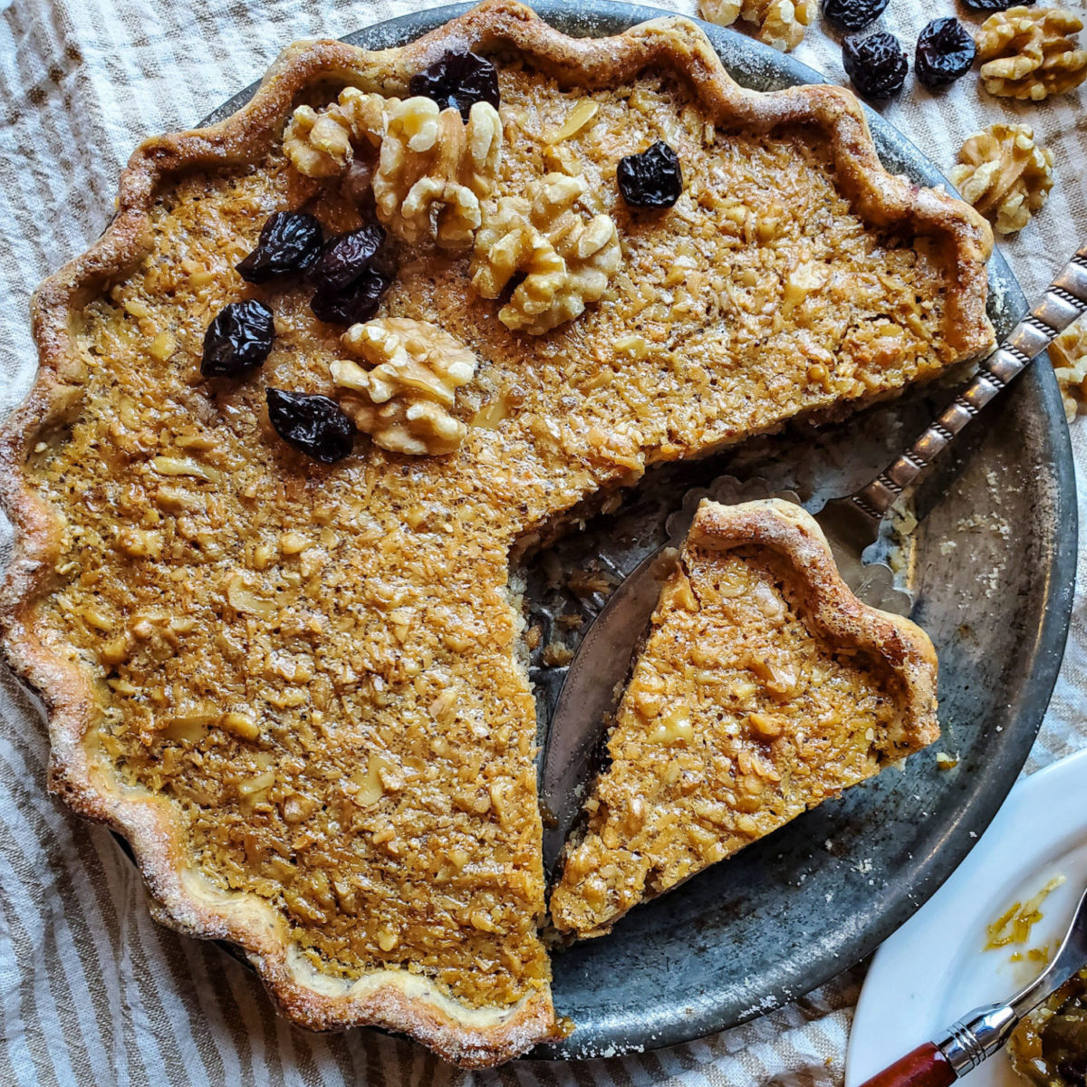 Brown Butter Walnut and Dried Cherry Pie