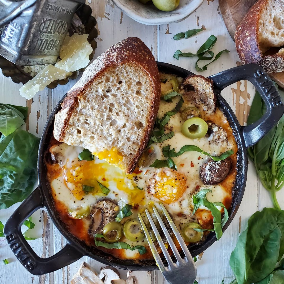 Pizza Baked Eggs with Marinara Sauce