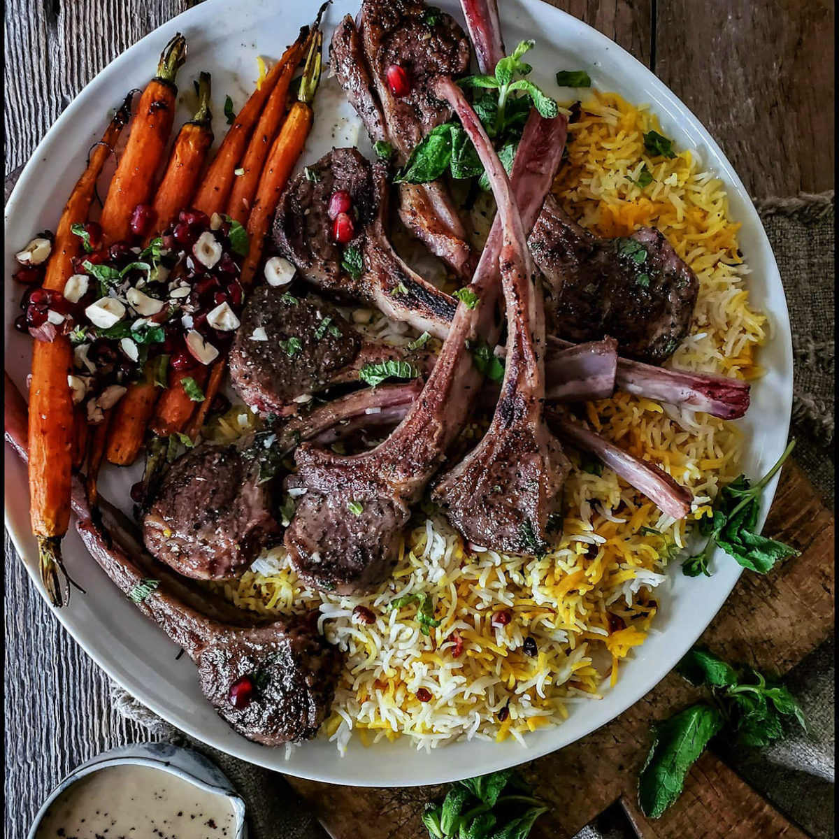 Sumac Lamb Chops with Lemon Tahini Dipping Sauce