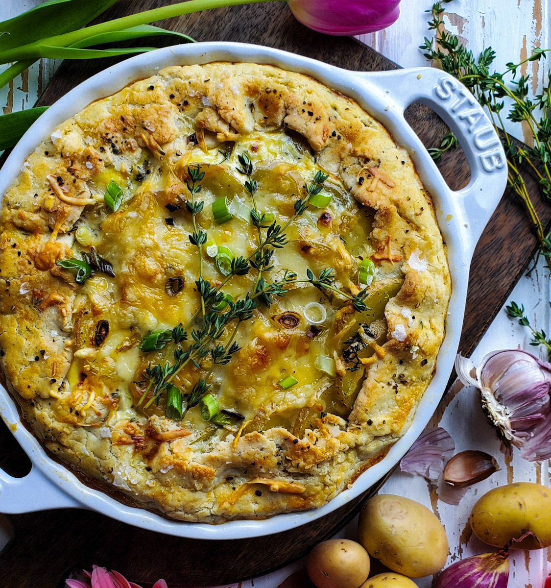 Potato Shallot Cheese Herb Pie