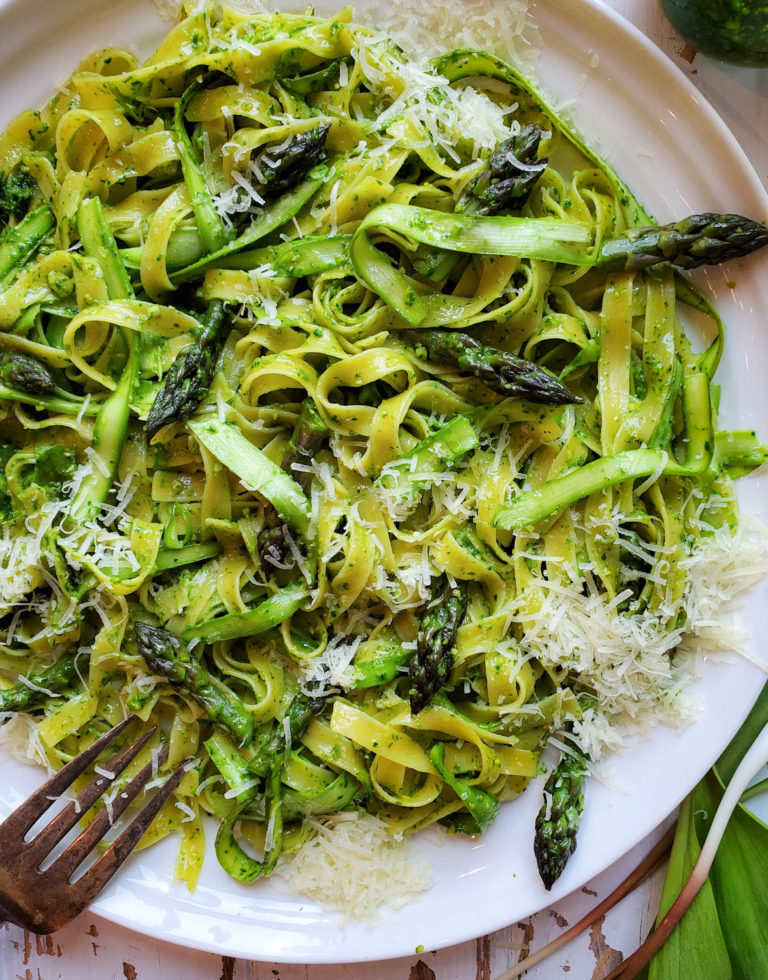 Asparagus Fettuccine with Ramp Pesto The Lemon Apron