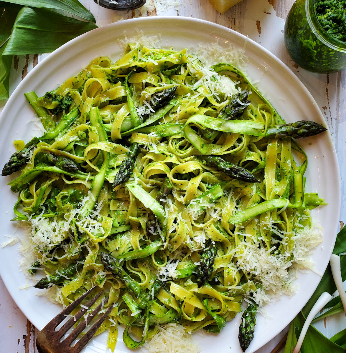 Asparagus Fettuccine with Ramp Pesto