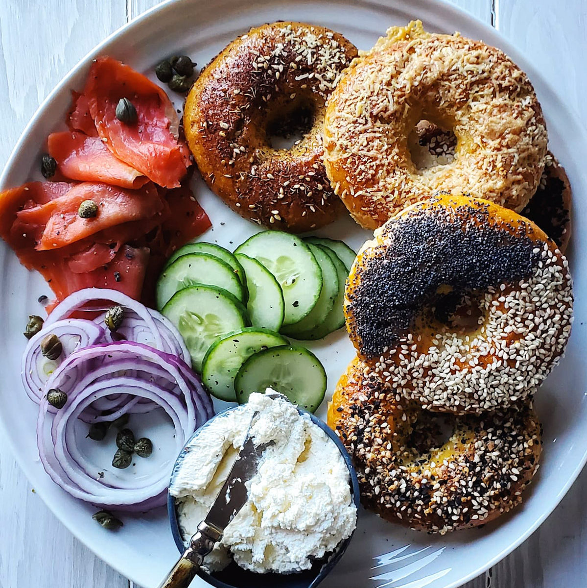 Gluten Free Bagels with Lox Schmear