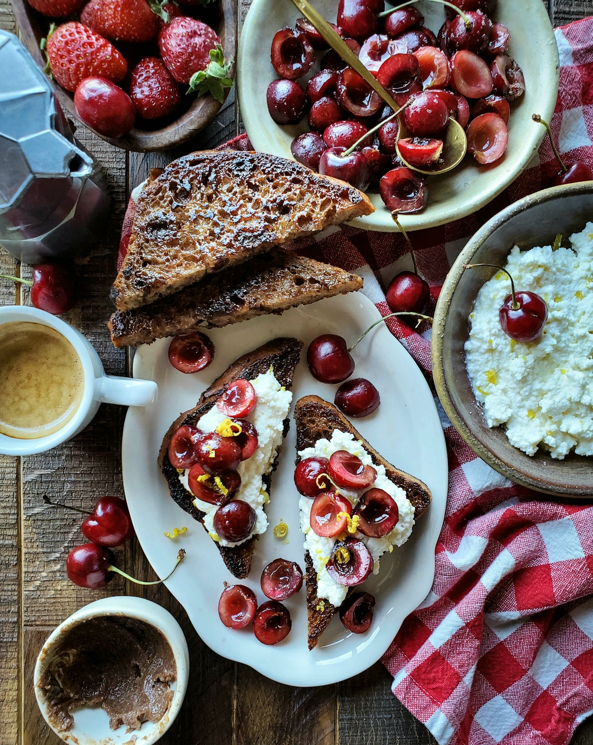 Cherry Ricotta Bruléed Cinnamon Toast