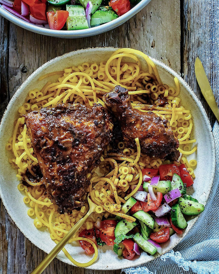 Harissa Chicken Thighs with Saffron Butter Pasta The Lemon Apron