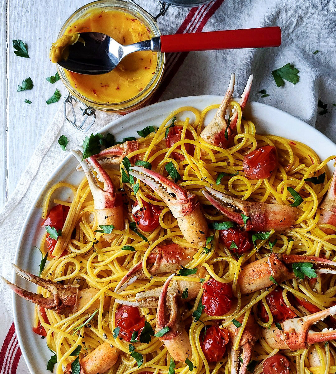 Saffron Butter Pasta with Shellfish