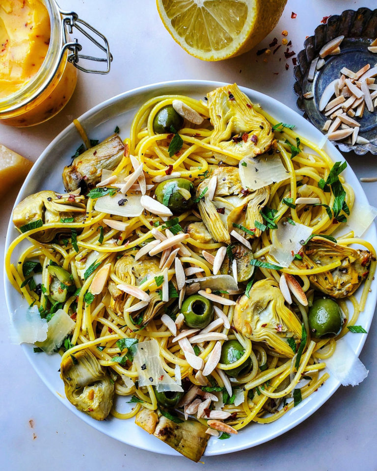 Lemony Roasted Artichoke and Olive Pasta | The Lemon Apron