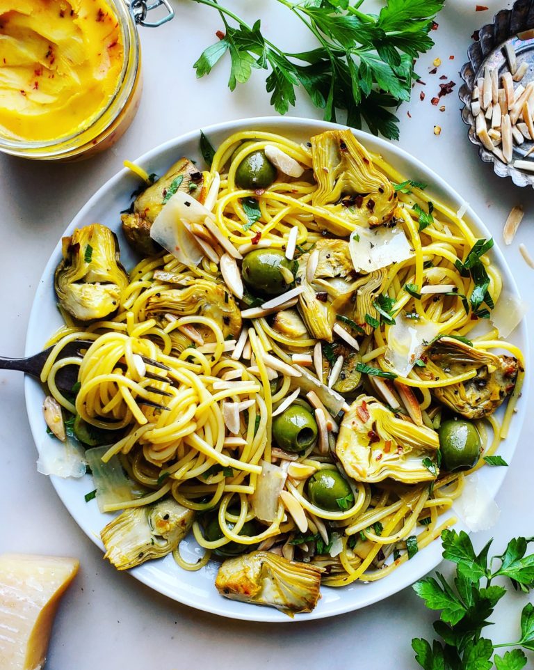 Lemony Roasted Artichoke and Olive Pasta The Lemon Apron