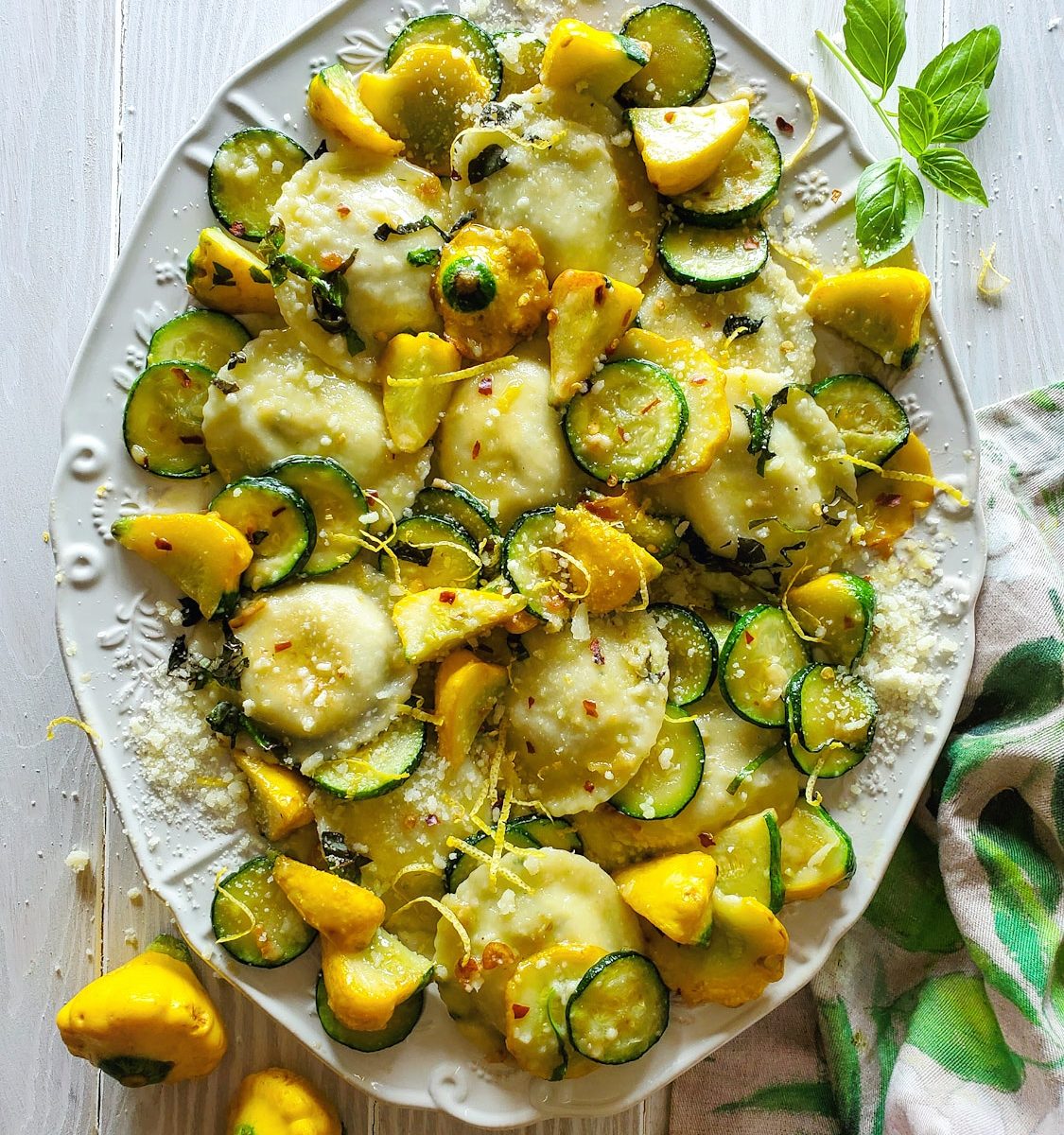 Stuffed Pasta with Patty Pan Squash and Zucchini