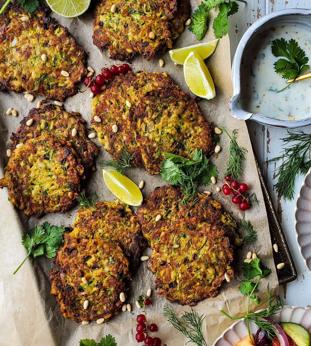 Zucchini Halloumi Fritters with Barberries