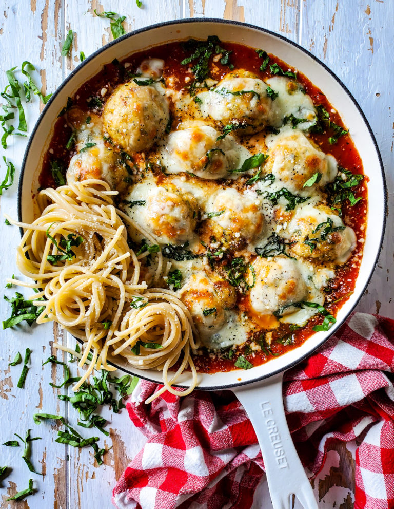 Chicken Meatball Parm with Spinach The Lemon Apron