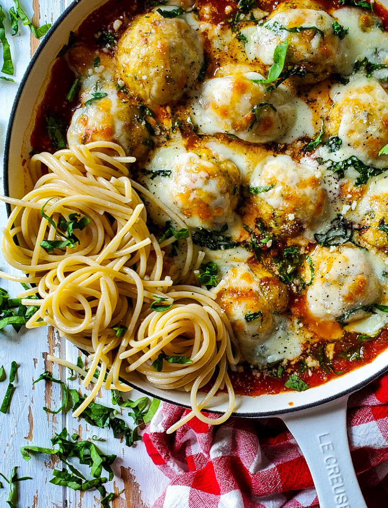 Chicken Meatball Parm with Spinach The Lemon Apron
