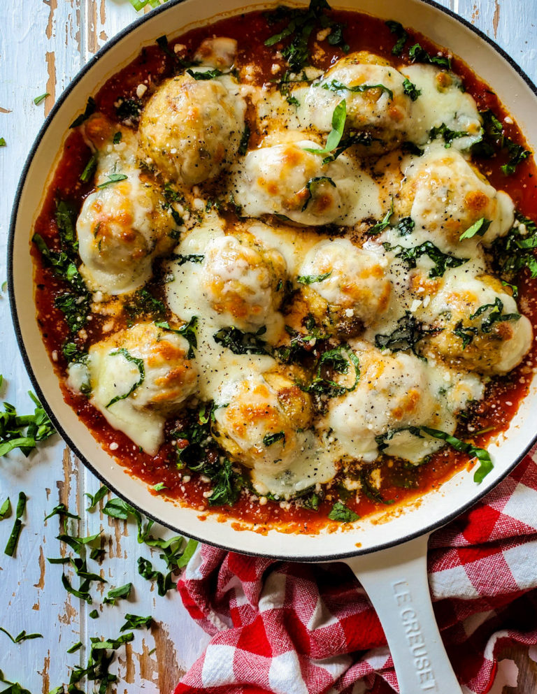 Chicken Meatball Parm with Spinach The Lemon Apron