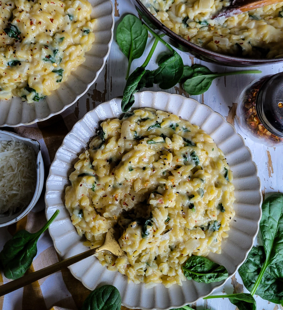 Creamy Cheesy Spinach Orzotto