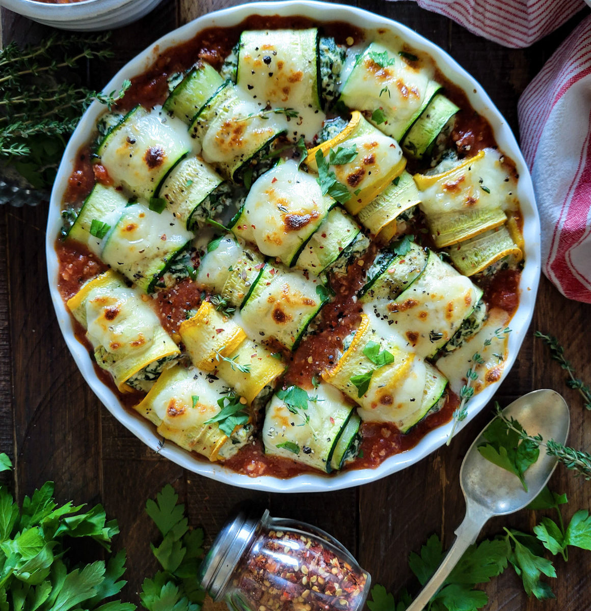 Zucchini Involtini with Kale and Spinach Ricotta