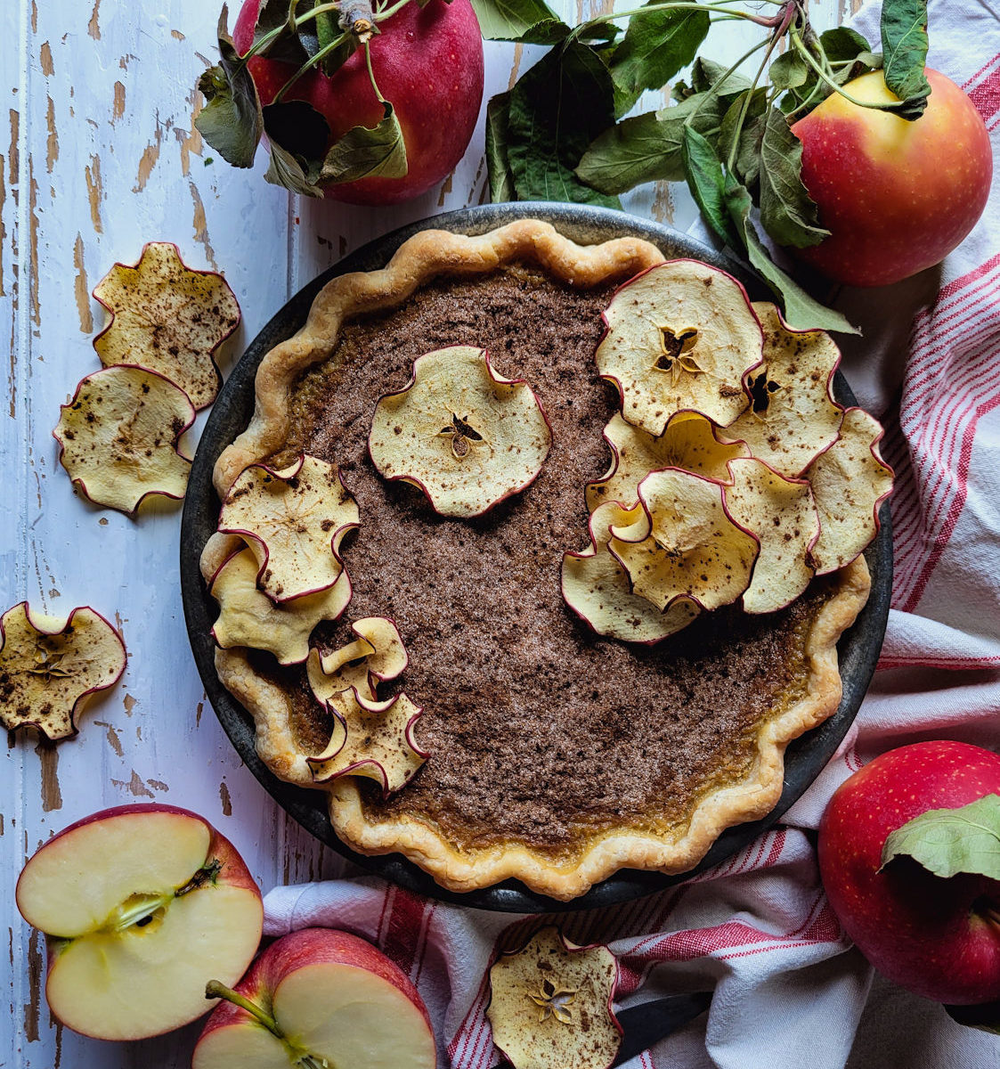 Brûléed Apple Butter Custard Pie