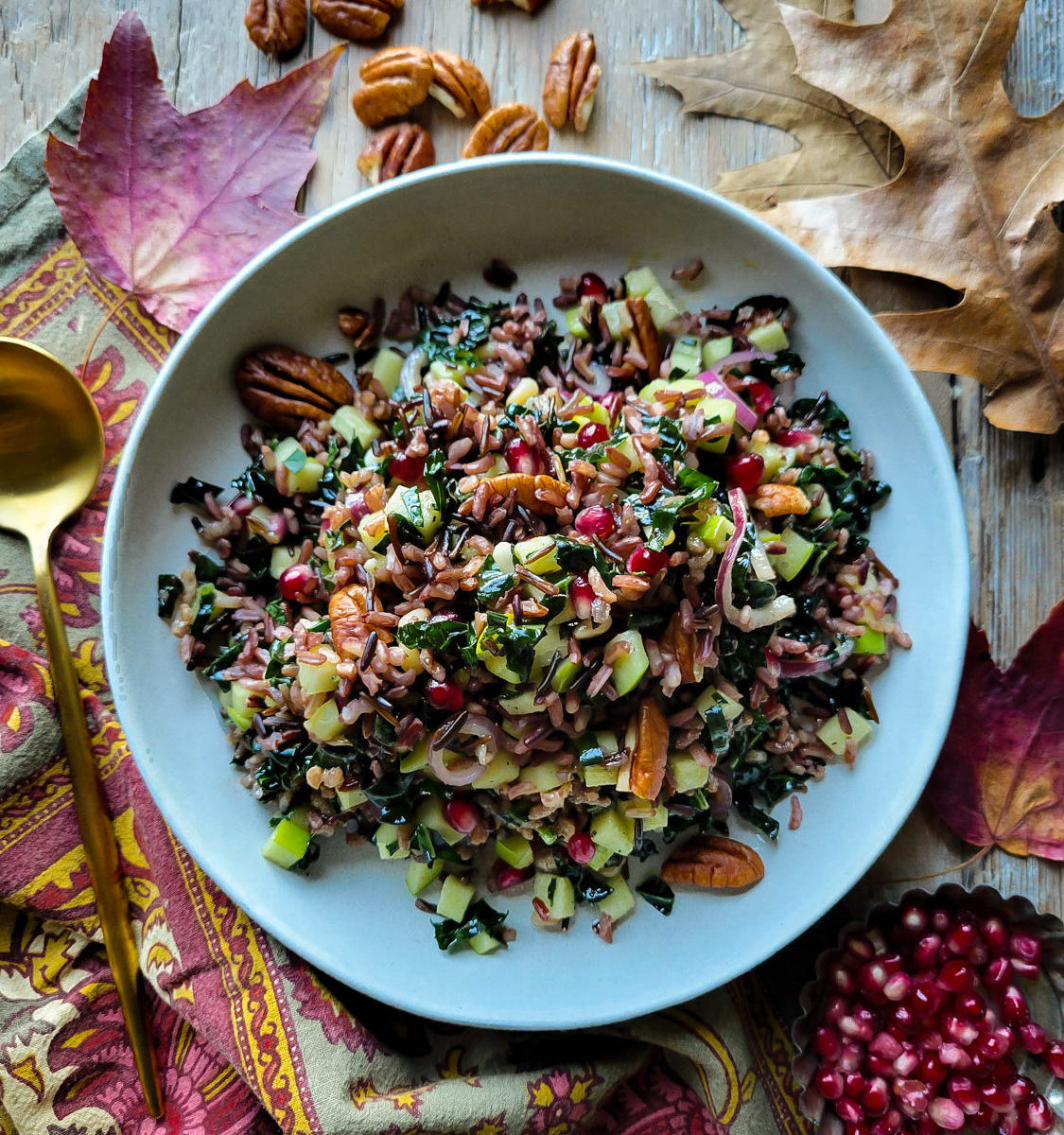 Autumn Wild Rice, Apple and Kale Salad