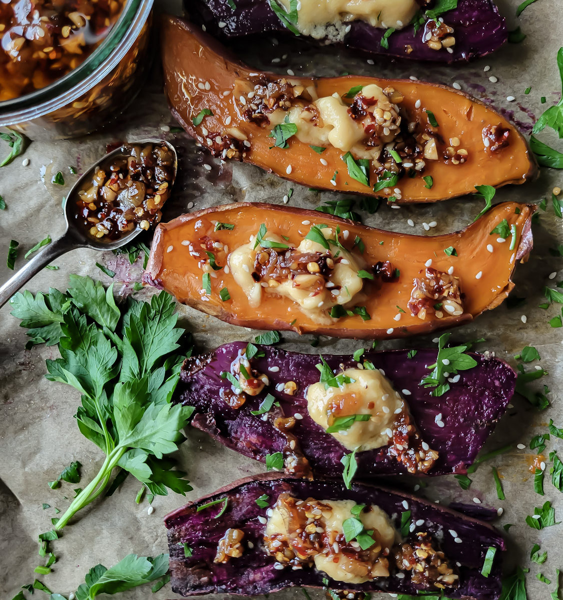 Baked Sweet Potatoes with Miso Butter