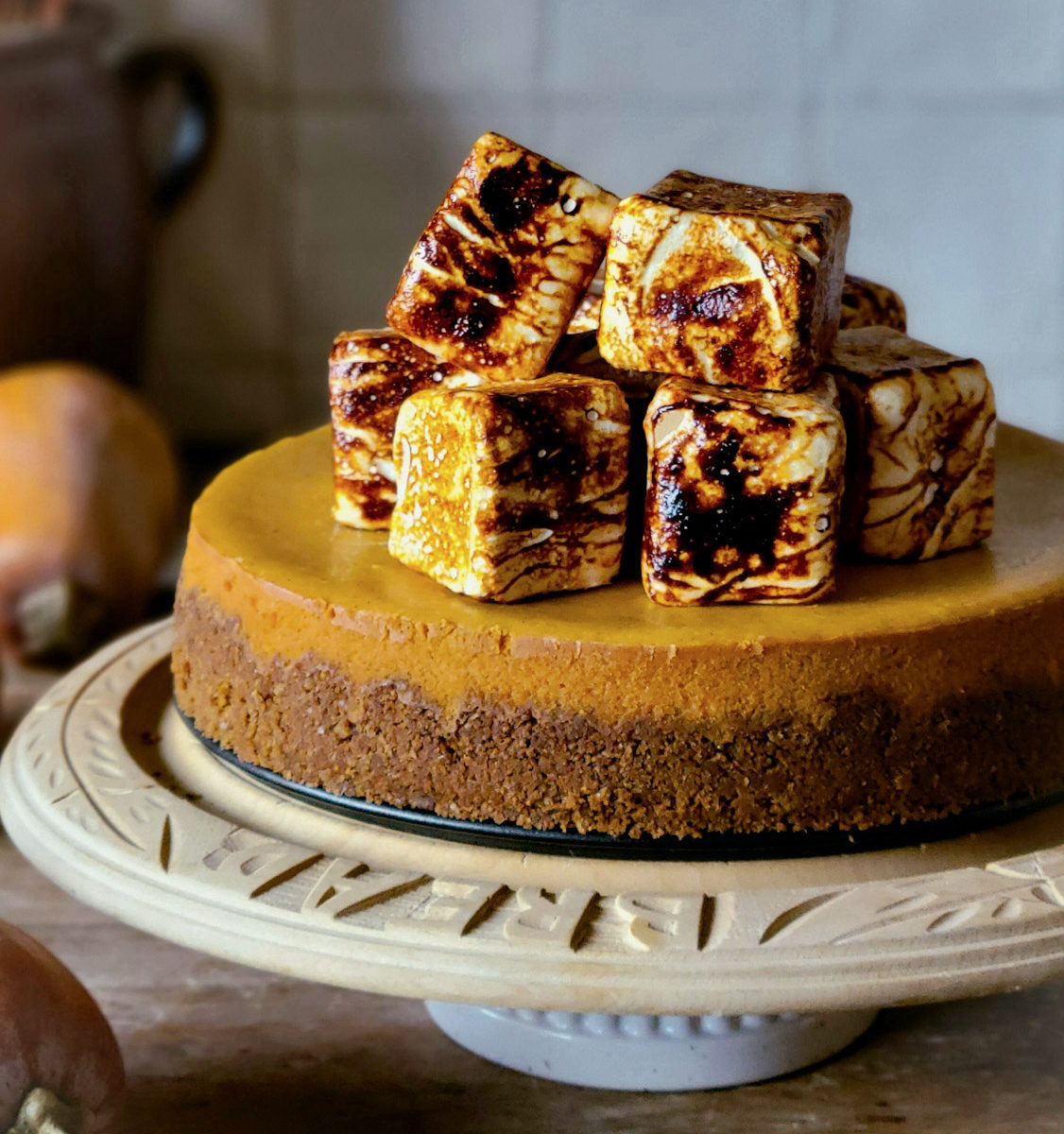 Pumpkin Cheesecake with Toasted Marshmallows