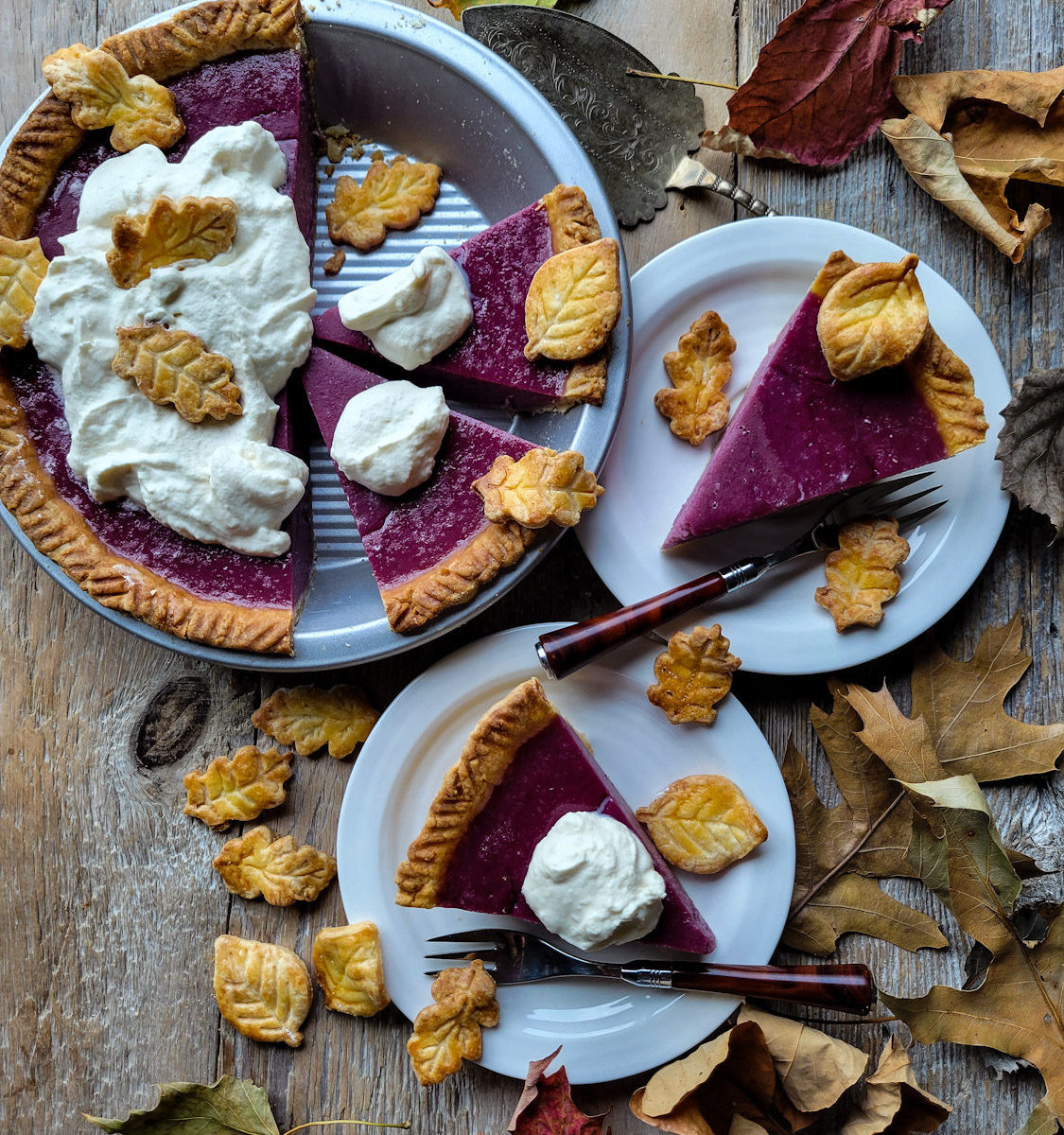 Purple Sweet Potato Pie with Maple Cream