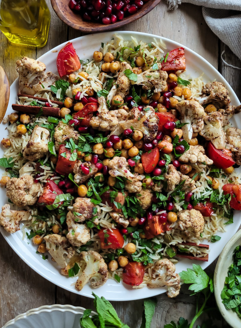 Roasted Spiced Cauliflower and Chickpeas over Jeera Rice | The Lemon Apron