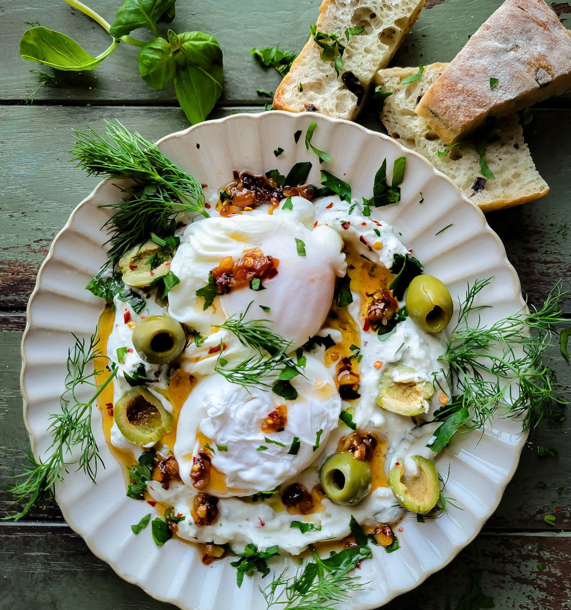 Herb and Olive Whipped Feta Dip, Çilbir