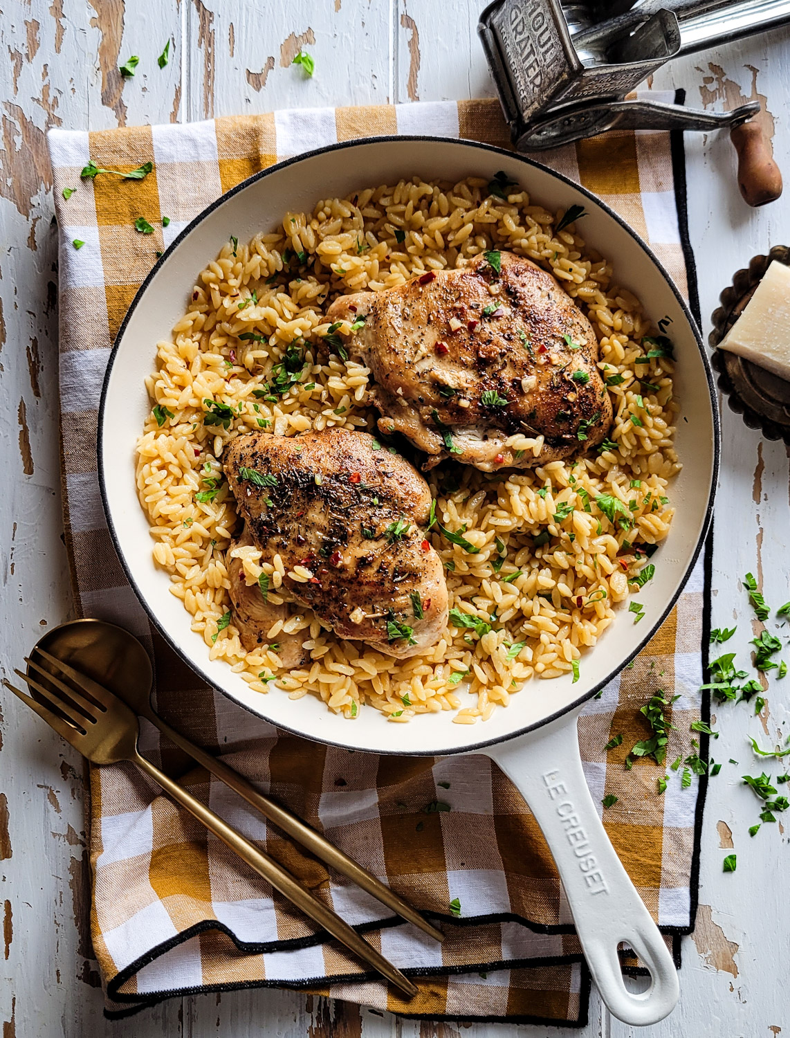 Skillet Garlic Butter Chicken and Orzo | The Lemon Apron