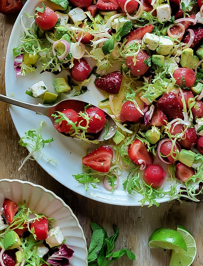Watermelon, Strawberry and Avocado Salad with Lime Vinaigrette | The ...