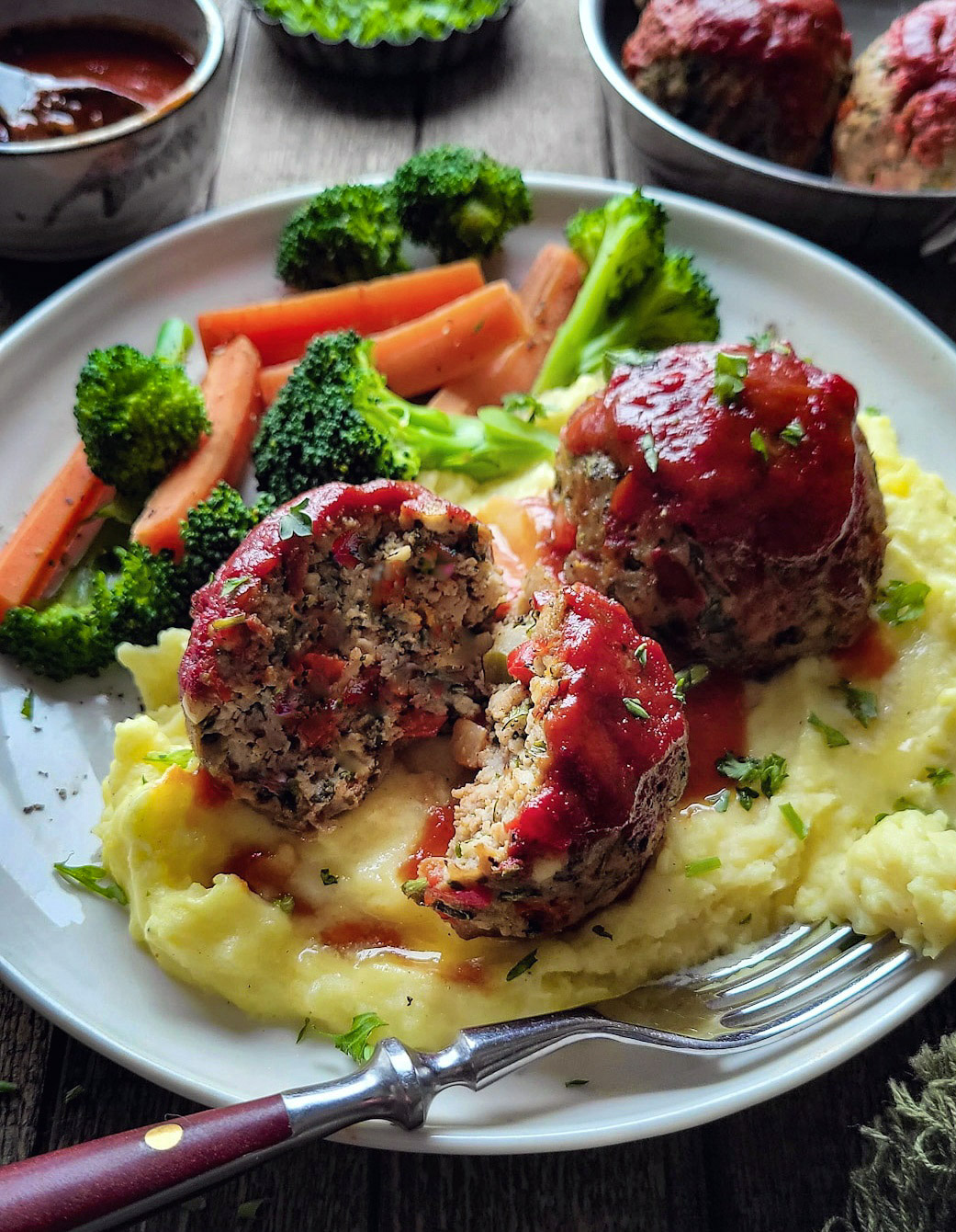 Glazed Turkey Meatloaves with Brown Butter Mashed Potatoes | The Lemon ...