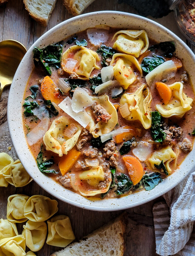 Creamy Sausage Tortellini Soup with Kale | The Lemon Apron