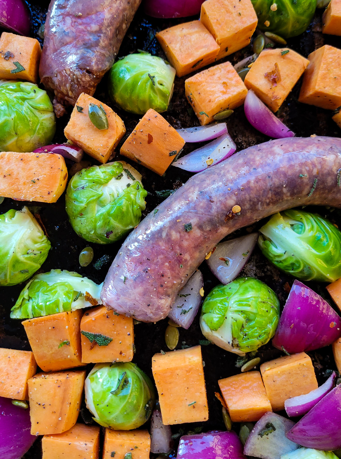 roasted autumn vegetables with sausages 7 The Lemon Apron